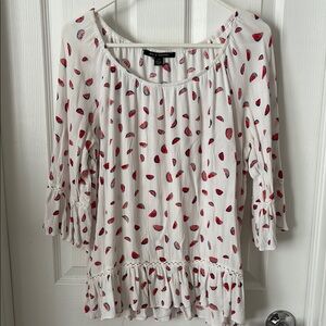 Zac & Rachel White Peplum Ruffled Blouse